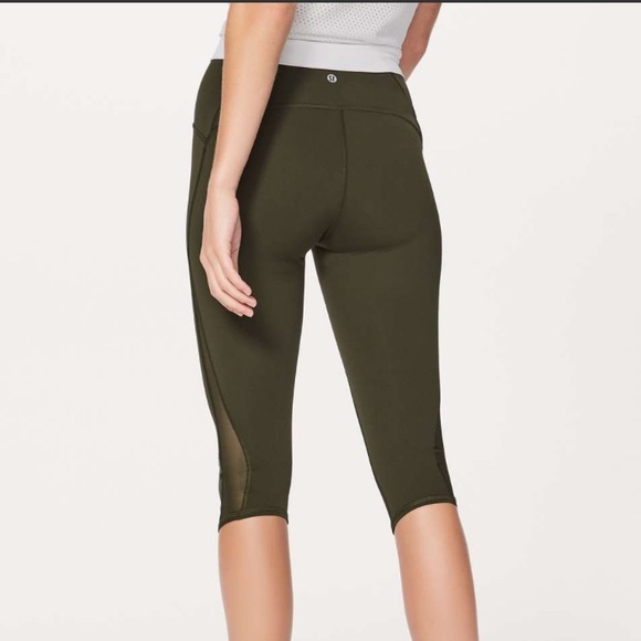 Lululemon Train Times Crop Leggings Dark Olive - Picture 3 of 9
